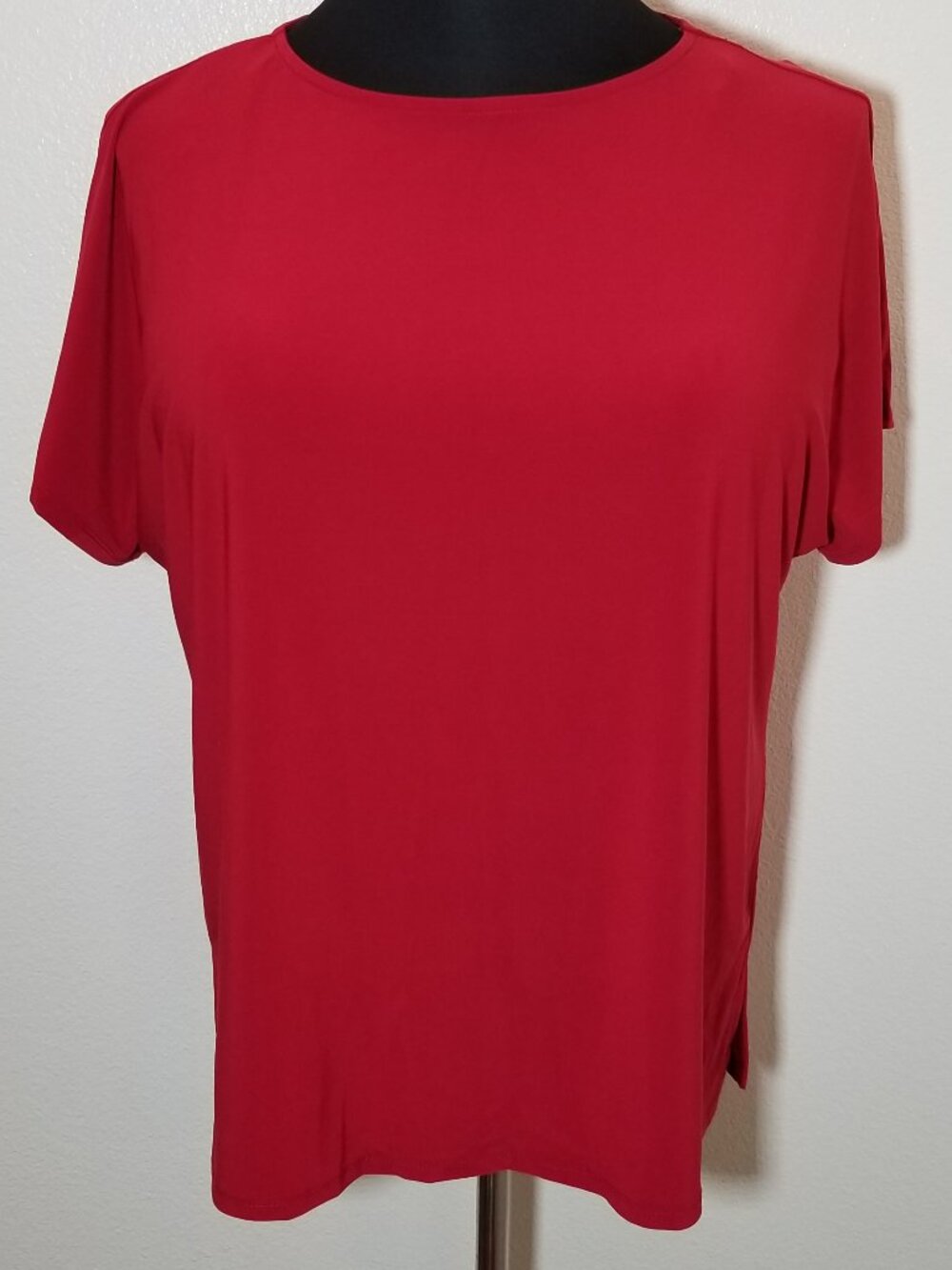 Nine West Womens 1X Red Short Sleeve Blouse Office Business Preppy Party NWT